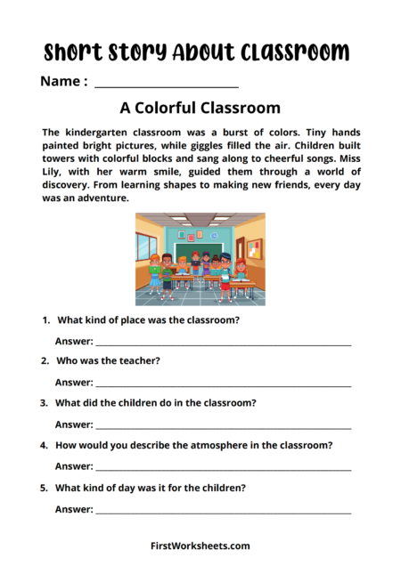 Short Story About Classroom Worksheets Short Story About Classroom Worksheets