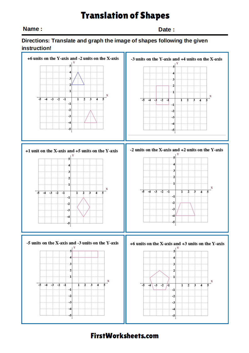 Translation Of Shapes Worksheet Translation Of Shapes Worksheet