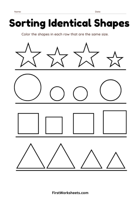 Sorting Shape by Color Worksheets