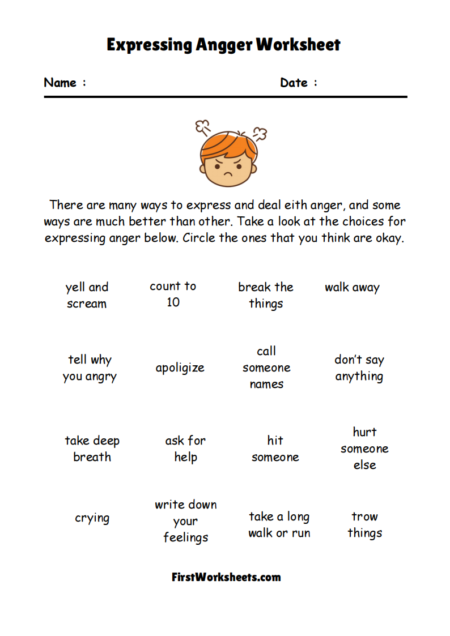 Expressing Anger Worksheets Expressing Anger Worksheets