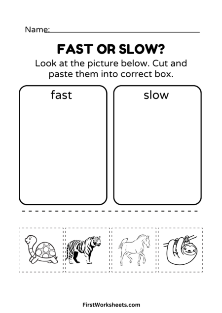 Fast or Slow Animal Worksheets