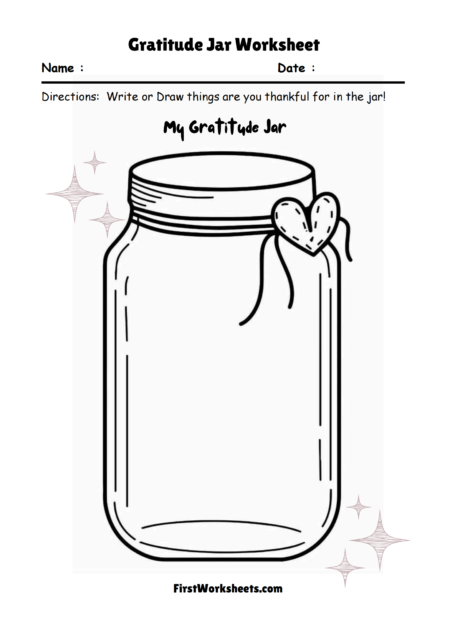 Gratitude Jar Worksheets Gratitude Jar Worksheets