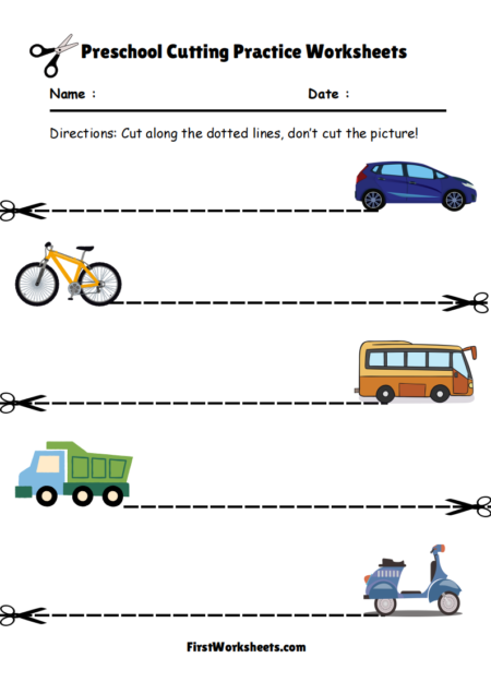 Cutting Line Practice Worksheets