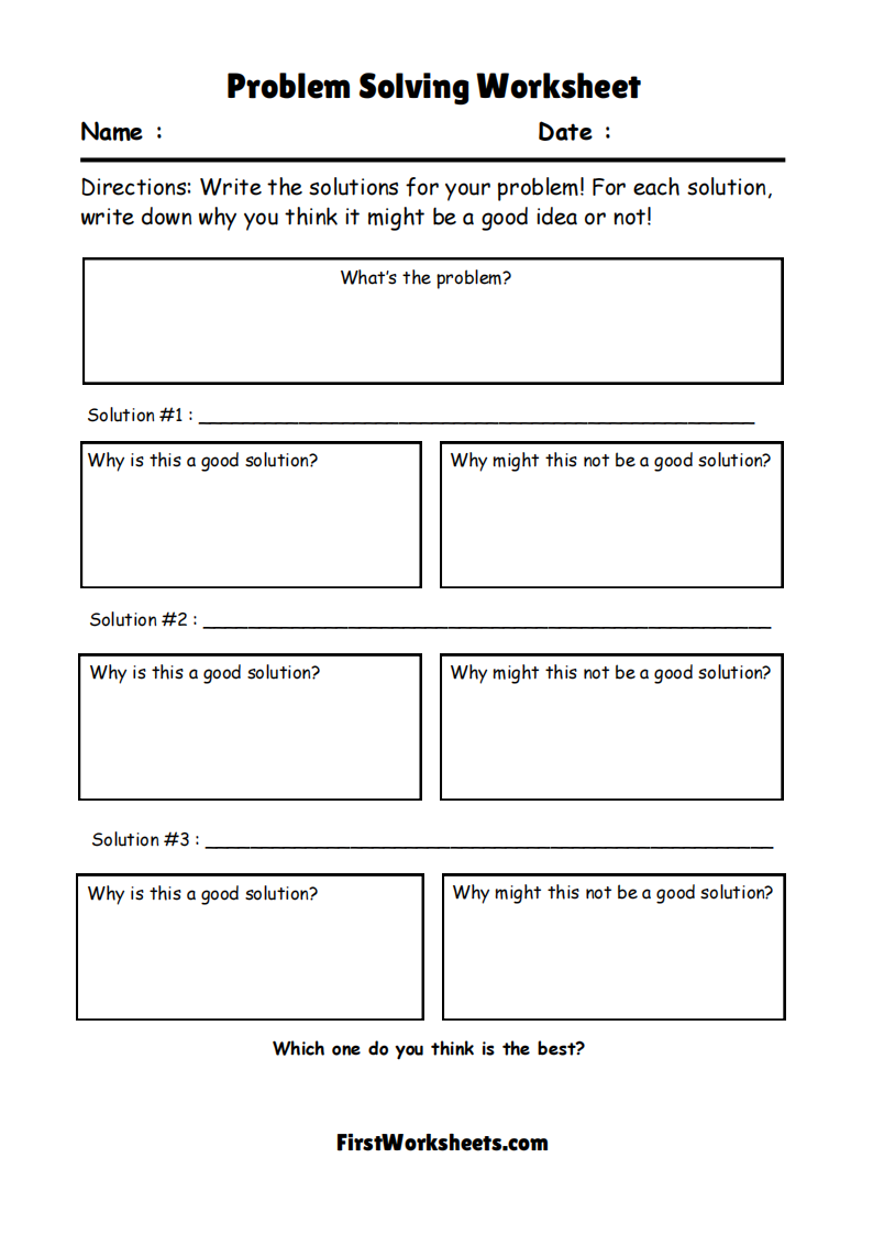Problem Solving Worksheet Problem Solving Worksheet