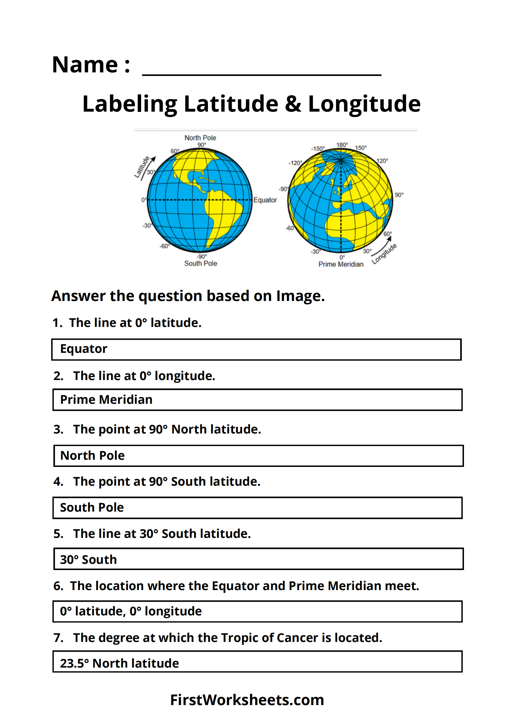 Latitude & Longitude Based On Label Image Worksheet Answer Key Latitude & Longitude Based On Label Image Worksheet Answer Key