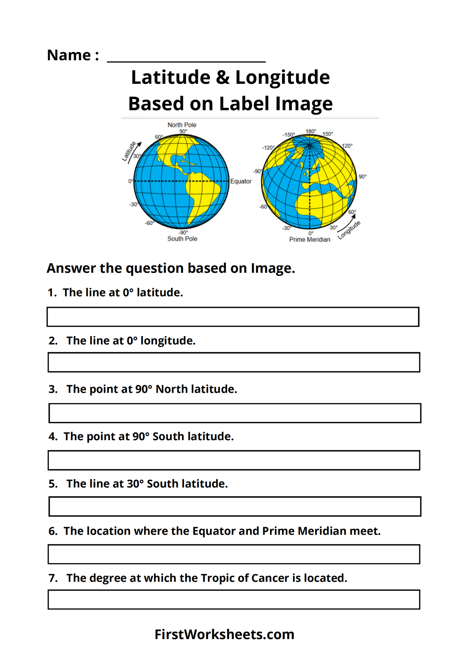 Latitude & Longitude Based On Label Image Worksheet Latitude & Longitude Based On Label Image Worksheet