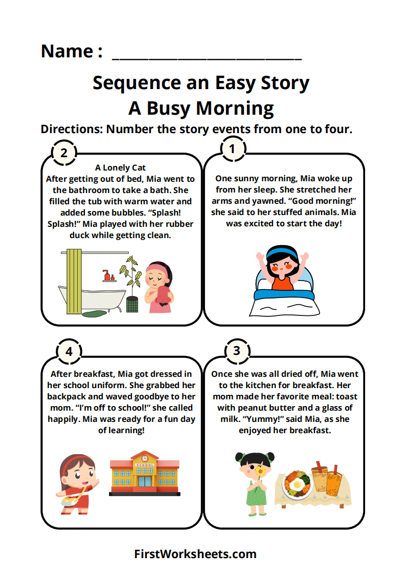 Sequence An Easy Story A Busy Morning Worksheet Answer Key Sequence An Easy Story A Busy Morning Worksheet Answer Key