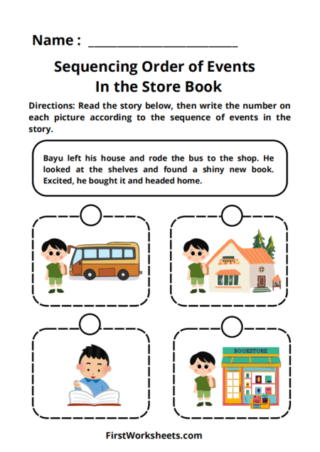 Sequencing Order of Events In the Store Book Worksheets