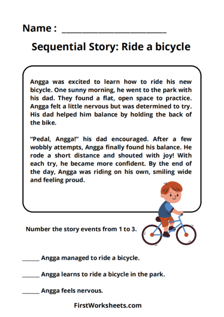 Sequential Story Ride a Bicycle Worksheets