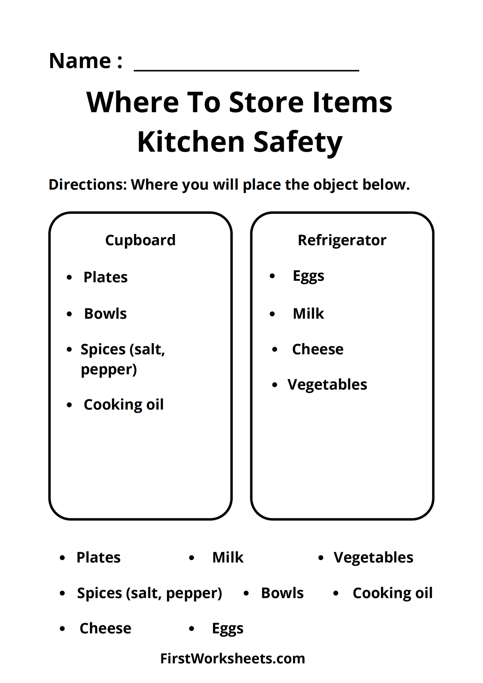 Where To Store Items Kitchen Safety Worksheet Answer Key Where To Store Items Kitchen Safety Worksheet Answer Key