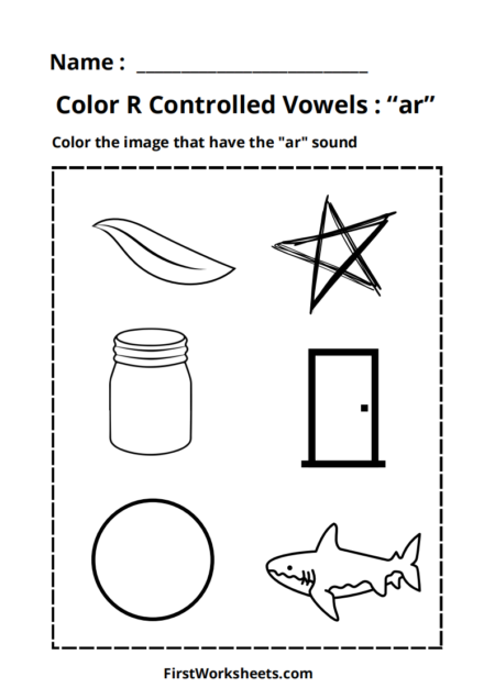 Color R controlled vowels “ar” Worksheets