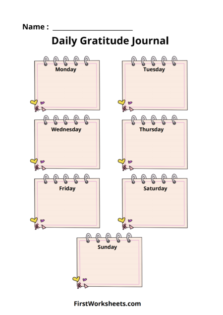 Daily Gratitude Journal Worksheets