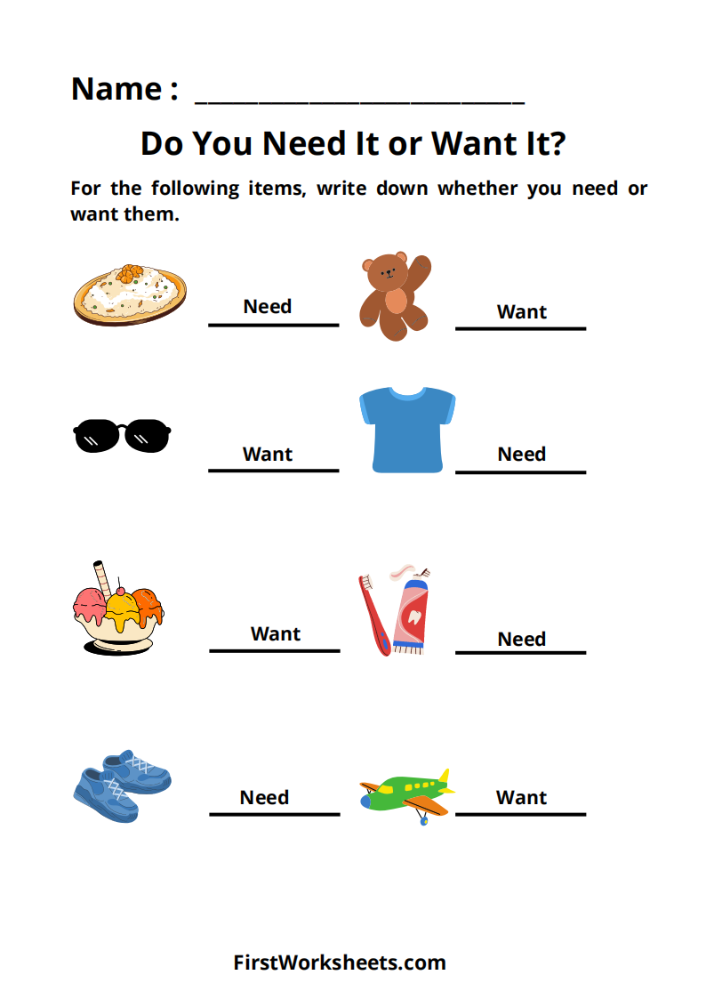 Do You Need It Or Want It Worksheet Answer Key