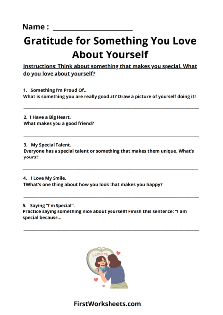 Gratitude for Something You Love Worksheets