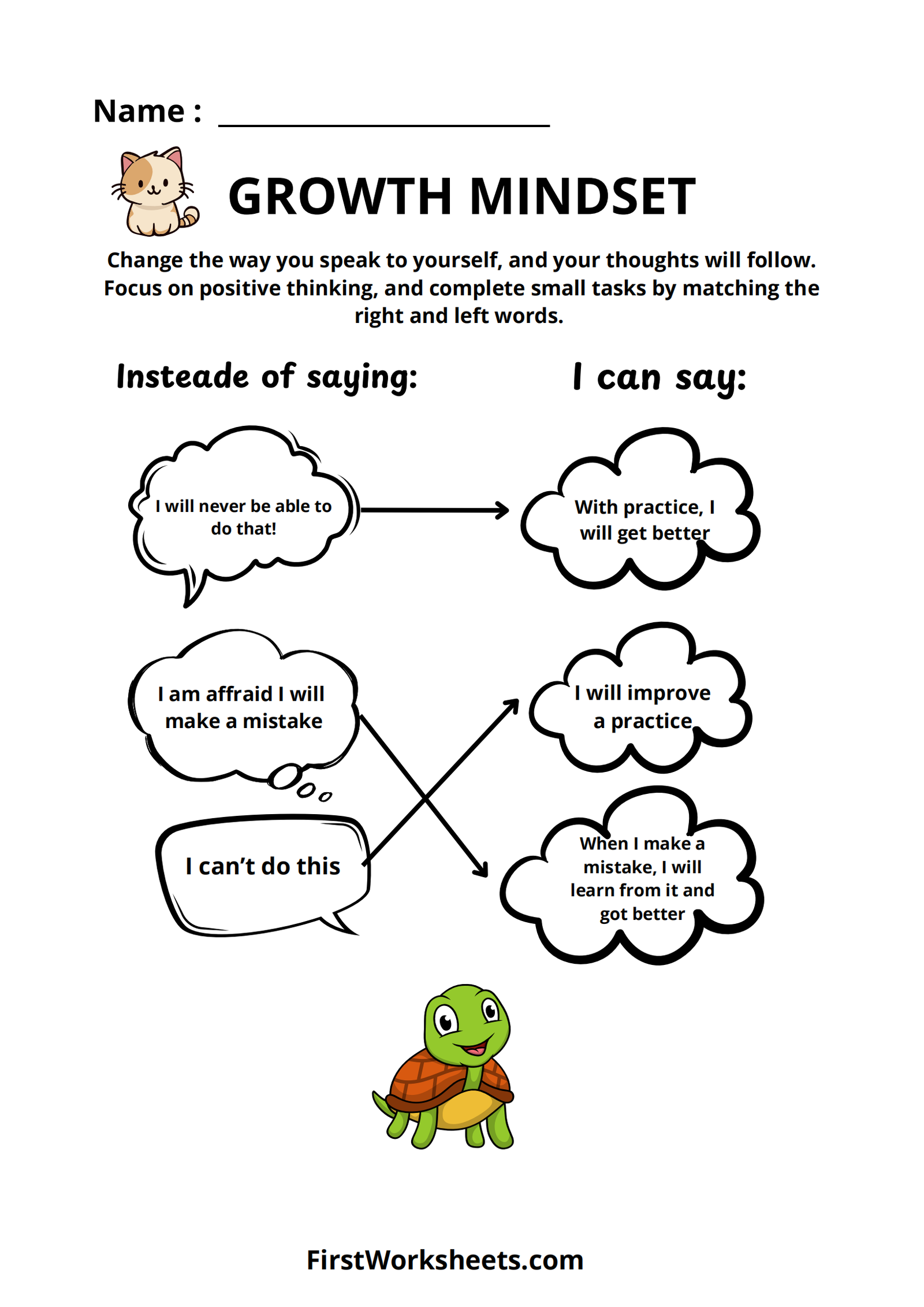 Match Growth Mindset Worksheet Answer Key Match Growth Mindset Worksheet Answer Key