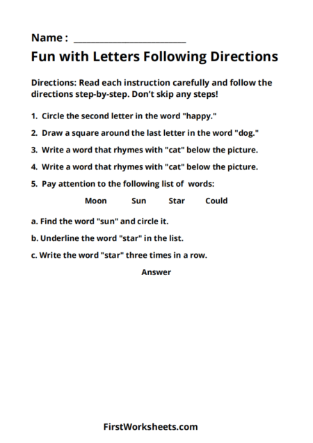 Fun with Letters Following Directions Worksheets Fun with Letters Following Directions Worksheets