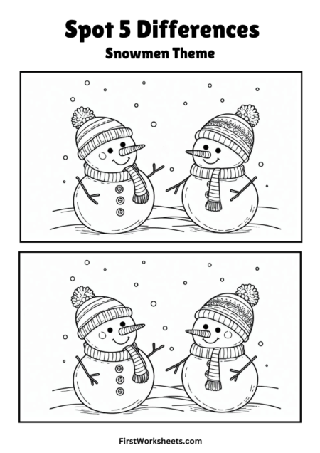 Snowmen – Find The Difference Pictures Snowmen – Find The Difference Pictures