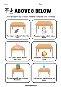 Above Or Below Table Worksheet