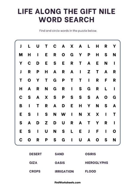 Exploring Egypt Word Search