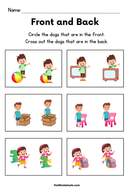 Front and Back Kid Worksheets