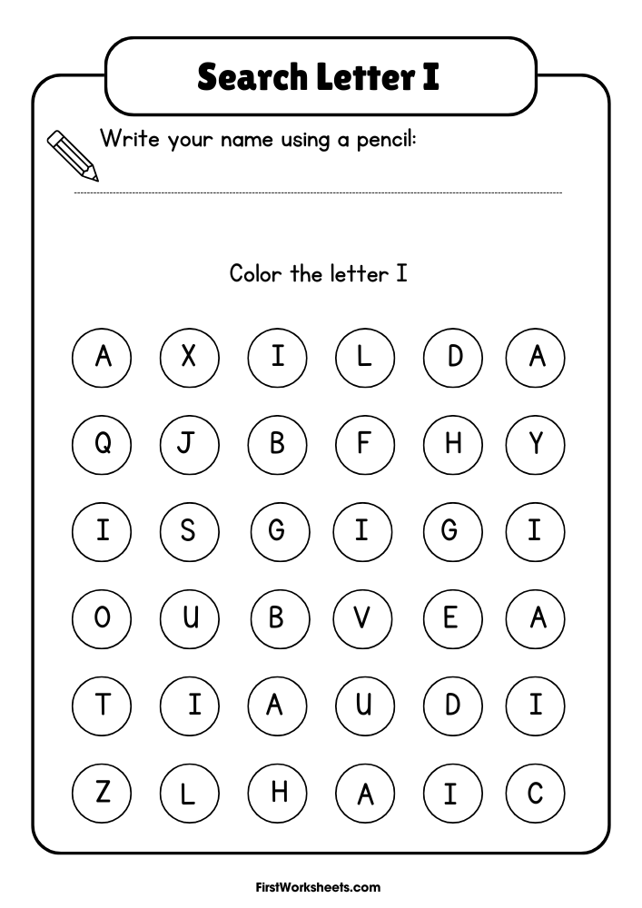 Search Letter I Worksheet Search Letter I Worksheet