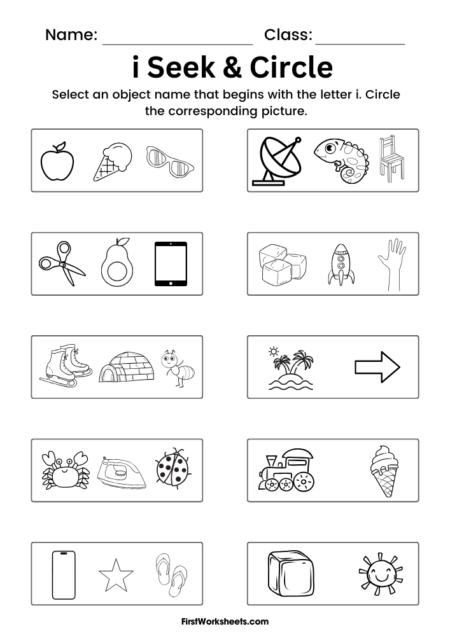 i Seek & Circle Worksheets i Seek & Circle Worksheets