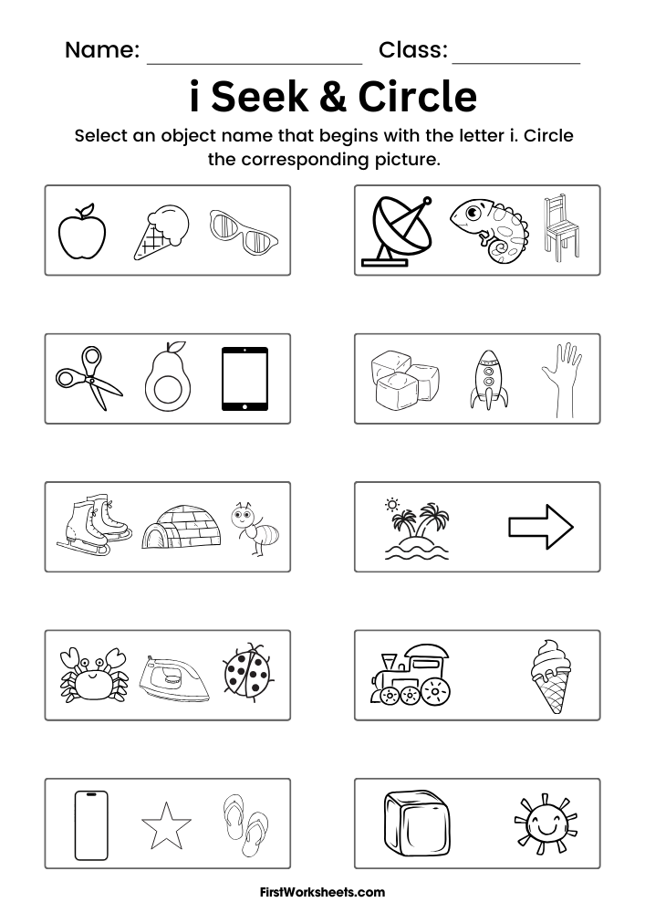 I Seek & Circle Worksheet I Seek & Circle Worksheet