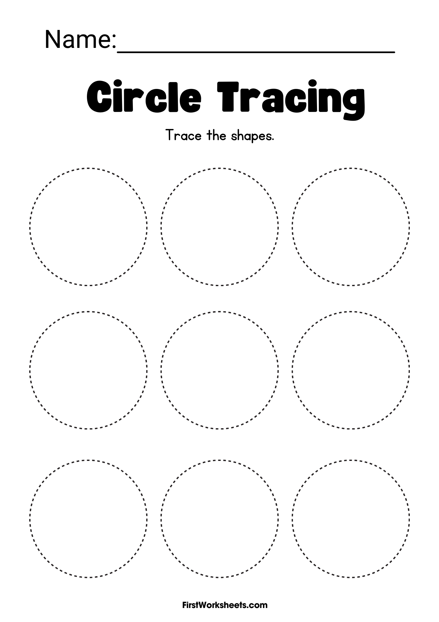 Circle Tracing Worksheet Circle Tracing Worksheet