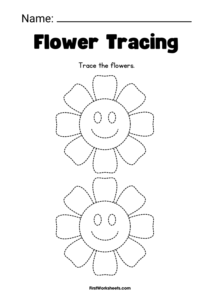 Flower Tracing Worksheet Flower Tracing Worksheet