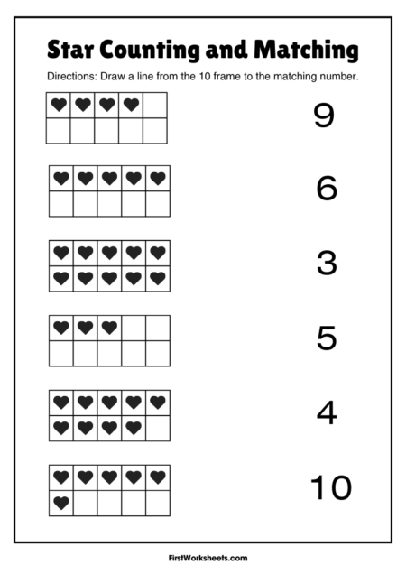 Count The Hearts: Number Matching Worksheets