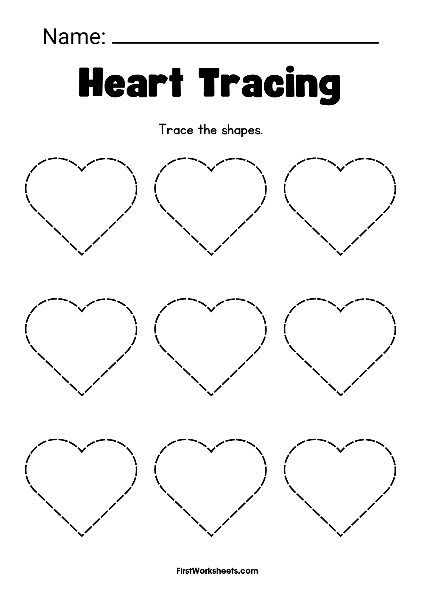 Heart Tracing Worksheet Heart Tracing Worksheet