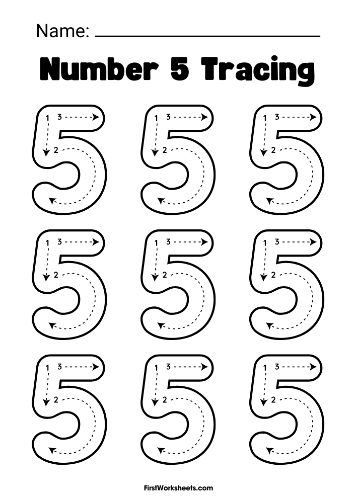 Number 5 Tracing Worksheet Number 5 Tracing Worksheet