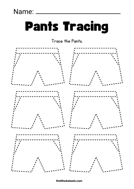 Pants Tracing Worksheets Pants Tracing Worksheets