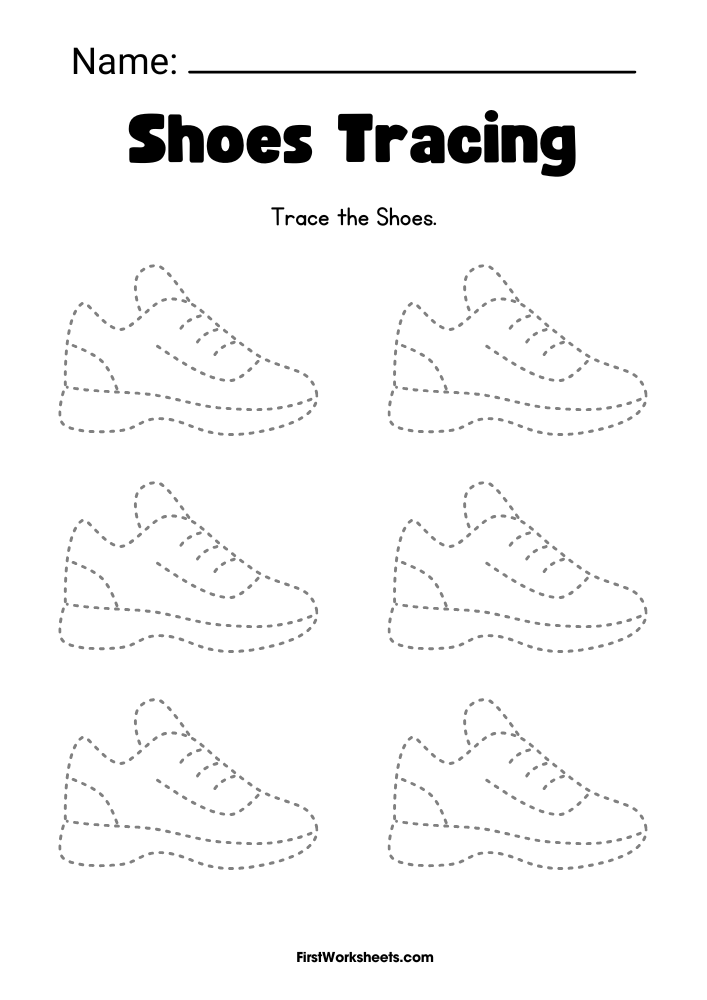 Shoes Tracing Worksheet Shoes Tracing Worksheet