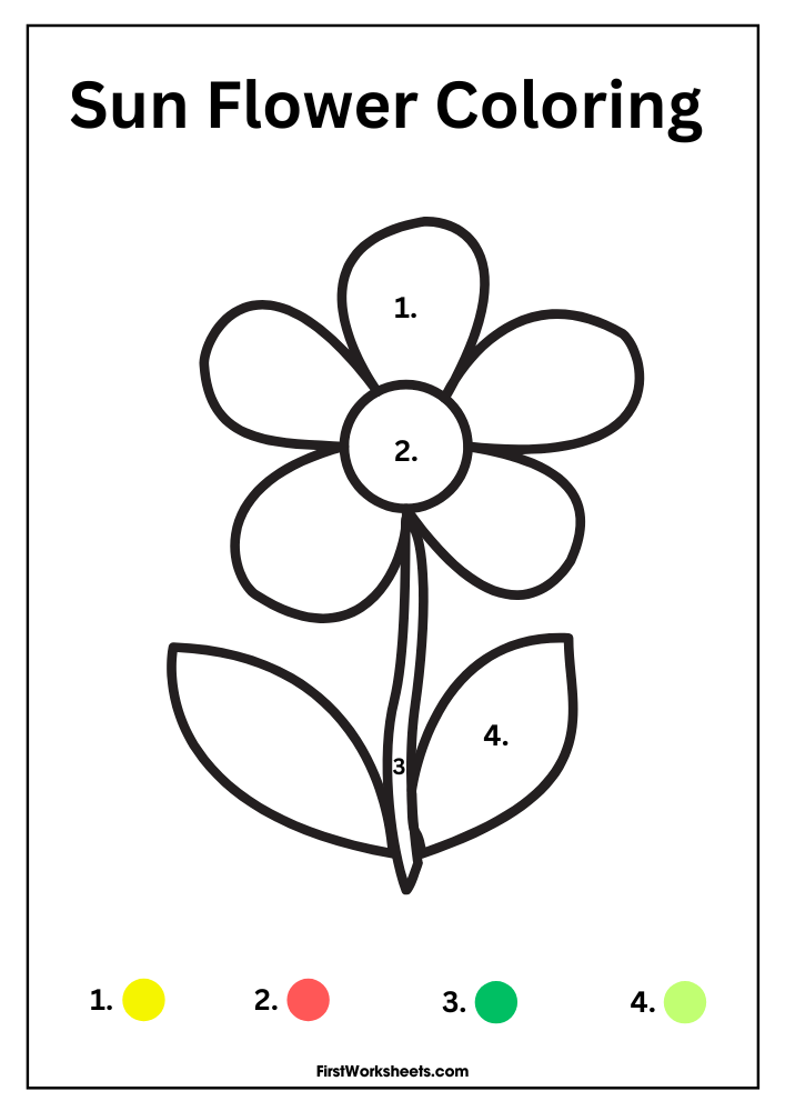 Color By Number Sun Flower Color By Number Sun Flower
