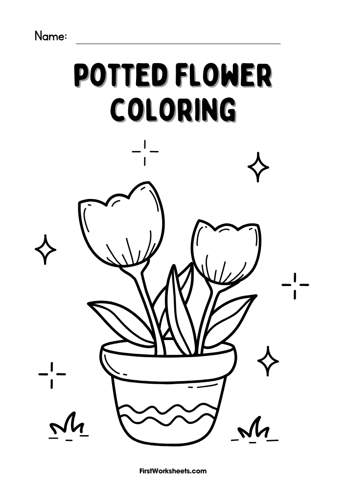 Potted Flower Coloring Potted Flower Coloring
