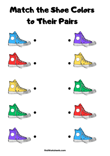 Shoes Color Match! Worksheets Shoes Color Match! Worksheets